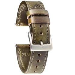 VhoMes Hochwertige Echtleder-Armbänder, braun, weich gewickelt, handgefertigte Pferdeleder-Armbänder, 18 mm, 20 mm, 22 mm (Color : HB117GRN, Size : 18mm) von VhoMes