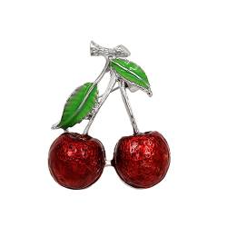 Pins für Rucksäcke Brooch Fruit Brooch Pin Small Enamel Double Cherry Brooch Fashion Decoration (Color : Gold) von ViLLeX