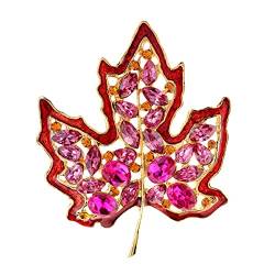 Pins für Rucksäcke Brooches Crystal Maple Leaf Brooches for Men Gold Metal Leaf Pins Brooch Fall Party Jewelry Brooches Fashion Decoration (Color : Green, Size : 2.4 inch) von ViLLeX