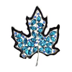 Pins für Rucksäcke Brooches Crystal Maple Leaf Brooches for Men Gold Metal Leaf Pins Brooch Fall Party Jewelry Brooches Fashion Decoration (Color : Yellow, Size : 2.4 inch) (Color : Green_2.4 inch) von ViLLeX