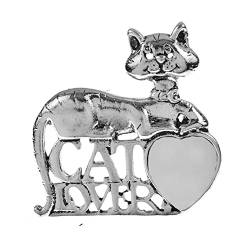 Pins für Rucksäcke Brooches Metal Cat Pins Brooch Lapel Badges for Women and Men Animal Cat Lover Funny Brooches Jewelry Brooches Fashion Decoration (Color : Silver, Size : 1.57 inch) (Color : Silver von ViLLeX