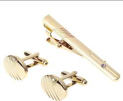 ViLLeX Krawattenklammern für Herren, 1Set Herren Krawattenklammer Manschettenknöpfe Bar Hemd Gold Strass Mode Business Accessoire von ViLLeX