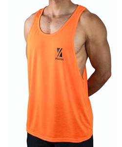 Vibrha Sport Tank Top Herren - Ärmellos Bodybuilding Gym Racerback Muskelshirt - Fluo Bodybuilding Fitness-Tanktops L Orange von Vibrha
