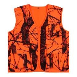 VicBre Blaze Orange Jagdweste mit Taschen Angelwesten Outdoor Arbeitsweste Oberbekleidung(3XL) von VicBre