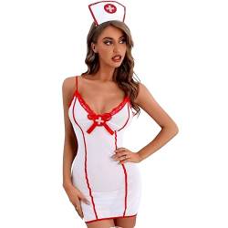 VicSec Sexy Krankenschwester Kostüm Damen Frauen Lingerie Dessous-Sets Babydolls Versuchung Cosplay Rollenspiele Pflegeuniformen Krankenschwester Kostüm Nurse Uniforms S-XL von VicSec