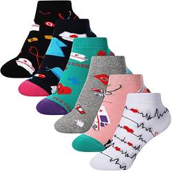 6 Paar Krankenschwestersocken, Krankenschwestersocken, Geschenk für Krankenschwestern, Ärzte, Assistenten, Themenparty-Zubehör, Schwarz, Weiß, Grau, Grün, Rosa, Marineblau, 6-12 von Vicenpal