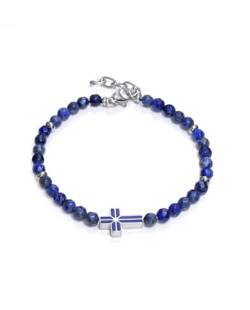 Viceroy Fashion 14112P01013 Kinder-Armband, Stahl, blaues Kreuz, 17 + 2 cm, 17 cm + 2 cm, Stein Metall, Blauer Naturstein von Viceroy