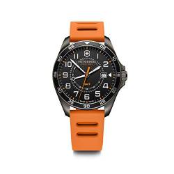 Victorinox Herren-Uhr FieldForce Sport GMT, Herren-Armbanduhr, analog, Quarz, Gehäuse-Ø 42mm, Kautschuk Armband 21 mm, 77 g, Schwarz/Orange von Victorinox