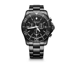 Victorinox Herren-Uhr Maverick Chrono Black Edition, Herren-Armbanduhr, analog, Quarz, Wasserdicht bis 100 m, Gehäuse-Ø 43 mm, Armband 22 mm, 180 g, Schwarz von Victorinox