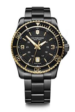 Victorinox Herren-Uhr Maverick Large, Herren-Armbanduhr, analog, Quarz, Gehäuse-Ø 43 mm, Armband 22 mm, 164 g, Schwarz/Gold von Victorinox