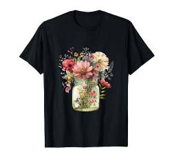Süßes Einmachglas Wildflower Cottage Core im Vintage-Stil T-Shirt von Victory Thru Vision