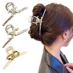 3 Stück Perlen Metall Haarspangen für Damen Große Haarklammern für Frauen Haarkrallen Clips Starker Halt Haarklammer für Dickes Haar, Dünnes Haar, Haarkralle für Mädchen Haar-Accessoires von VidFair