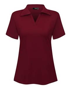 Vidusou Damen Kurzarm Golf Polo Shirts Tennisshirts Sport T-Shirts Workout Tops, rot, Klein von Vidusou