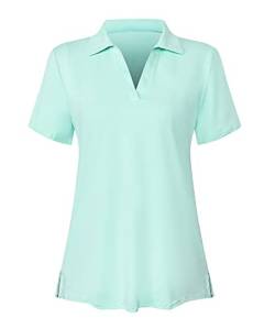 Vidusou Damen Kurzarm Golf Poloshirts Tennisshirts Sport T-Shirts Workout Tops, Hell, blau, Klein von Vidusou