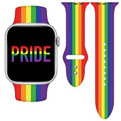 Pride Rainbow Sport LGBT Uhrenarmband, kompatibel mit Apple Watch, 38 mm, 40 mm, 41 mm, für Damen und Herren, austauschbare Silikon-Smartwatch-Armbänder für iWatch Serie SE 7, 6, 5, 4, 3, 2, 1 von Vieeki