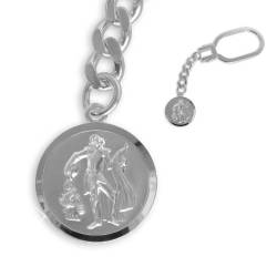Heiliger Florian Schlüsselanhänger echt Sterling Silber Durchmesser 18mm (Art.603002/213336) Gratis Express Gravur von Viennagold