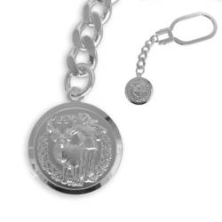 Heiliger Hubertus Schlüsselanhänger echt Sterling Silber Durchmesser 18mm (Art.603009/213233) Gratis Express Gravur von Viennagold