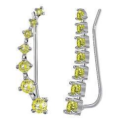 1 Paar Damen Ohrringe, Sterling Silber mit 7 Kristallen Symmetrische Ohrringe,Schmuck Ohrklemme Ohrstecker, Für Damen Mädchen Geburtstagsgeschenk(Yellow) von Viexpand