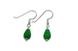 Jade Tropfen Ohrringe, natürlich, grün, 8x13mm, 925 Silber von Vifaleno