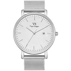 BUREI Vigor Rigger Herren Quarzuhr ultradünne Armbanduhr für Herren Classic Minimalistisches Design mit Datum Kalender und Edelstahlband von Vigor Rigger