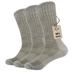 Vihir 3 Paar Merino Socken Herren - Lange Röhre Merino Sport Socken für Skifahren, Trekking, Wandern 37-42, 41-46 von Vihir