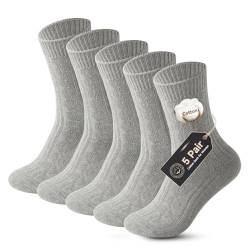 Vihir Dicke Warme Socken Damen 36-40, 5 Paar Grau Winter Thermosocken Stricken Wandersocken Atmungsaktiv, Comfort Lang Frauen Socken Baumwolle, Thermo Socken Damen Ohne Bund von Vihir