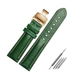 Schwarz Rot Grün Echtes Leder Armband Farbe Uhrenarmband Faltschließe Uhrenarmband 18mm - 22mm Uhrenarmband, 18mm von Viinice