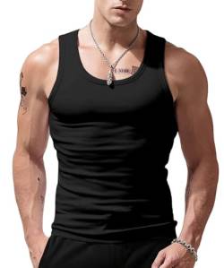 Herren-String-Tanktops aus Baumwolle, ärmellose Tanktops für Fitnessstudio, Workout, Bodybuilding, Fitness, Muskel-T-Shirts Schwarz L von Viisendy Pro