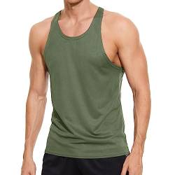 Viisendy Pro Herren-Tanktops für Fitnessstudio, Bodybuilding, Netzstoff, schnell trocknend, ärmellos, Workout, Bodybuilding, Muskel-Tops Armeegrün S von Viisendy Pro