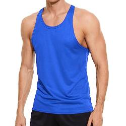 Viisendy Pro Herren-Tanktops für Fitnessstudio, Bodybuilding, Netzstoff, schnell trocknend, ärmellos, Workout, Bodybuilding, Muskel-Tops Blau S von Viisendy Pro