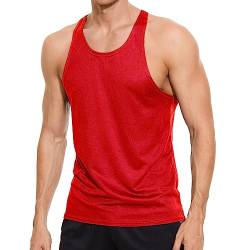 Viisendy Pro Herren-Tanktops für Fitnessstudio, Bodybuilding, Netzstoff, schnell trocknend, ärmellos, Workout, Bodybuilding, Muskel-Tops Rot L von Viisendy Pro