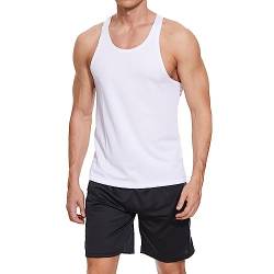 Viisendy Pro Herren-Tanktops für Fitnessstudio, Bodybuilding, Netzstoff, schnell trocknend, ärmellos, Workout, Bodybuilding, Muskel-Tops Weiss L von Viisendy Pro