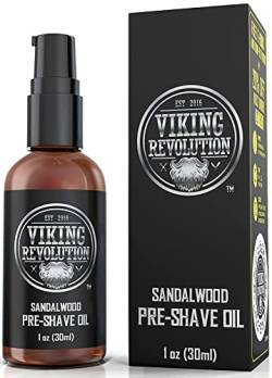 Pre Shave Öl für Männer - Bestes Rasieröl mit Sandelholz für Rasierhobel, Rasiermesser - Für die Sanfteste, Reizfreie Rasur von Viking Revolution