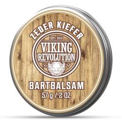 Viking Revolution Bart Balsam Herren - Bartwachs Zedern- & Kiefernduft mit Argan- & Jojobaöl - Macht Bärte & Schnurrbärte Stärker & Weicher - Bartwachs mit Zitrusduft für Männer - 1er Packung von Viking Revolution