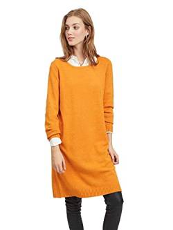 Vila NOS Damen Viril L/S Knit Dress-Noos Kleid, Orange (Golden Oak Detail:Melange), Medium (Herstellergröße:M) von Vila NOS