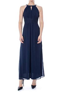 VILA CLOTHES Damen Neckholder Kleid VIMILINA HALTERNECK DRESS - NOOS 14052647, Maxi, Einfarbig, Gr. 34, Blau (Total Eclipse) von Vila