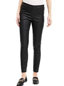 VILA CLOTHES Damen Slim Leggings VICOMMIT COATED PLAIN LEGGING - NOOS 14049672, Einfarbig, Gr. W25 (Herstellergröße: XS), Schwarz (Black) von Vila