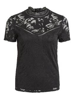 VILA CLOTHES Damen VISTASIA S/S LACE TOP - NOOS Top,, per pack Schwarz (Black Black), 38 (Herstellergröße: M) von Vila