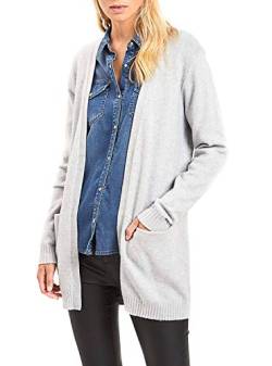 Vila Clothes Damen Strickjacke VIRIL L/S Open Knit Cardigan - NOOS 14044041, Einfarbig, Gr. 34 (Herstellergröße: XS), Grau (Light Grey Melange) von Vila