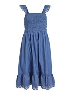 Vila Damen Kleid VIMILLY Square Neck S/L Smock MIDI Dress (as3, Numeric, Numeric_40, Regular, Regular, Blue Fog) von Vila