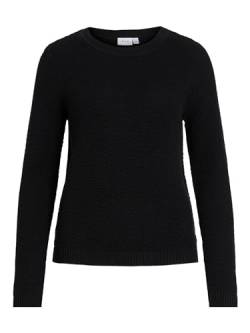 Vila Damen Pullover VIDALO O-Neck L/S Knit TOP/SU - NOOS (as3, Alpha, l, Regular, Regular, schwarz, L) von Vila