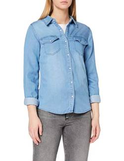 Vila Damen Vibista Denim Shirt/Su-noos Hemd ,Medium Blue Denim 2,M von Vila