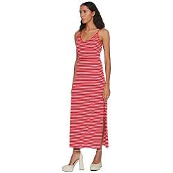 Vila Damen Vidarling S/L Dress - Noos Maxikleid, Flame Scarlet/Stripes:Optical Snow, XL EU von Vila