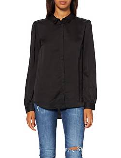 Vila Damen Viellette Satin L/S Shirt/Su - Noos Bluse, Schwarz, 36 EU von Vila