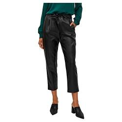 Vila Damen Vinille Rw Coated 7/8 Pants - Noos Kunstlederhose, Schwarz, 40 EU von Vila