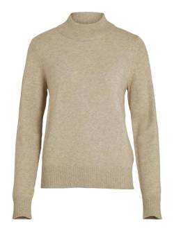 Vila Damen Viril Crewneck L/S Knit Top - Noos Pullover, Natural Melange, L EU von Vila