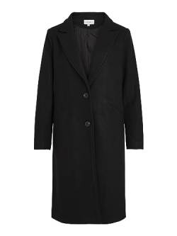 Vila Damen Vivalji Long Coat - Noos Wollmantel, Schwarz, 36 EU von Vila