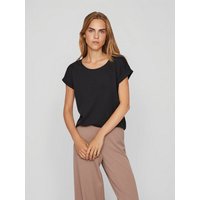 Vila Rundhalsshirt VIDREAMERS NEW PURE T-SHIRT/SU-NOOS Basic Damen-T-Shirt mit Rundhalsausschnitt und umgeschlagenen Ärmeln von Vila