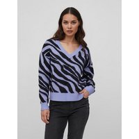 Vila Strickpullover Kuscheliger Strickpullover Jacquard Zebra Animal Muster VIRIL FEAMI 4612 in Lila von Vila