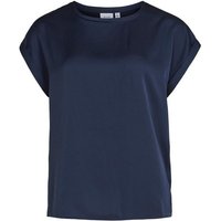 Vila T-Shirt Satin Blusen T-Shirt Kurzarm Basic Top Glänzend VIELLETTE 4599 in Navy von Vila